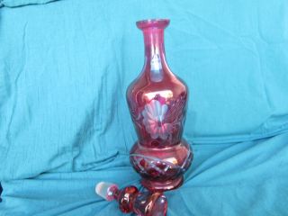 Vintage Cranberry Glass Decanter. photo