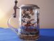 Old Hand Painted Glass Tankard,  Scene Depicts A Hunter With Rifle,  Dog & 2 Stags Other photo 8