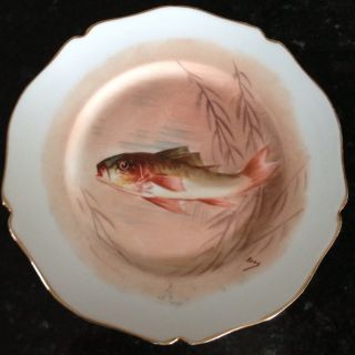 D&c France Redfish Gold Trimmed Plate 9 1/2 