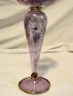 Antique Egyptian Perfume Bottle/ Amethyst Etched / Gilt Gold 24kt Trim /stopper Perfume Bottles photo 2