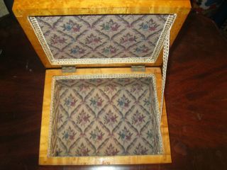 Antique Box,  Wood,  Lined With Hand Woven Material,  1800s,  Birdseye Maple Wood,  8 1/2 photo