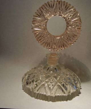 Vintage Morlee Crystal Perfume Bottle W/ Glass Dauber Pink And Clear photo
