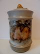 Antique Hand Painted Cookie Jar Crock Canister Porcelain Ceramic W/pear Design Jars photo 2