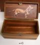Vtg.  Cedar Wood Box / Dachshund Weiner Dackel Dog Litho On Top / Lock And Key Boxes photo 2