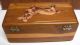 Vtg.  Cedar Wood Box / Dachshund Weiner Dackel Dog Litho On Top / Lock And Key Boxes photo 3