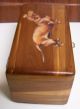 Vtg.  Cedar Wood Box / Dachshund Weiner Dackel Dog Litho On Top / Lock And Key Boxes photo 5