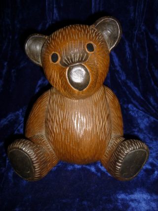 Antique Hand Carved Oak Wood Koala Teddy Bear Made In Thialand photo