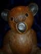 Antique Hand Carved Oak Wood Koala Teddy Bear Made In Thialand Carved Figures photo 4