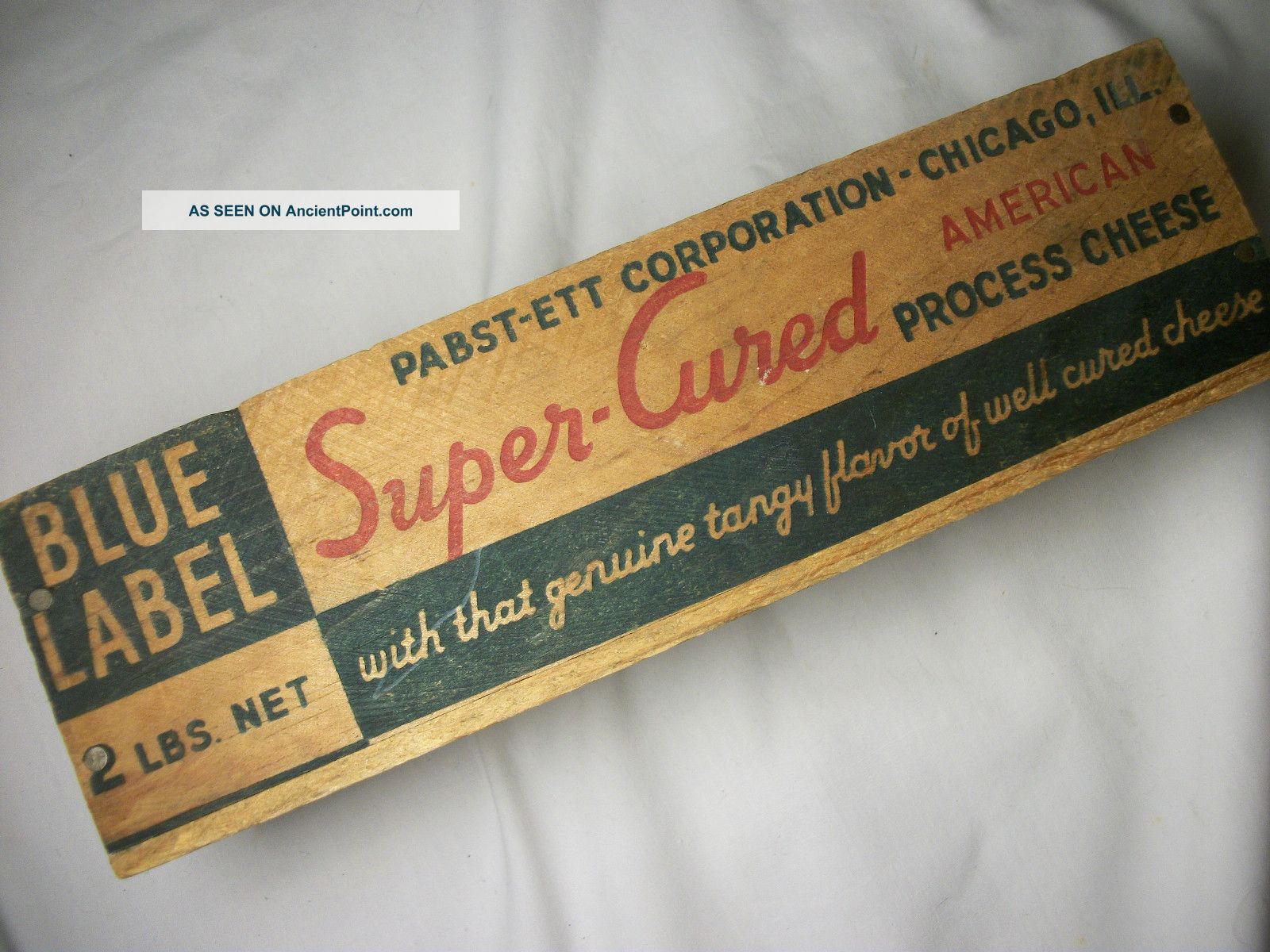 Exlnt Dark Colors Advertising Cheese Box Wood Blue Label Chicago Ill Boxes photo