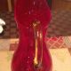 Ruby Red And Gold Blinko Handblown Glass Pitcher Bottles photo 2