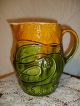 Antique Majolica Orange/brown/green Stoneware Pitcher With Berry And Leaf Design Pitchers photo 3