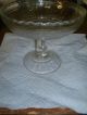 Vintage Crystal Clear Glass Flower Leaf Diamon Stemmed Footed Compote Candy Dish Compotes photo 1