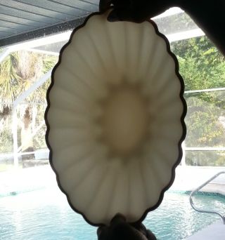 Exquisite French Milk White Opaline Glass Clam Shell Shape Design Guilded Rim photo