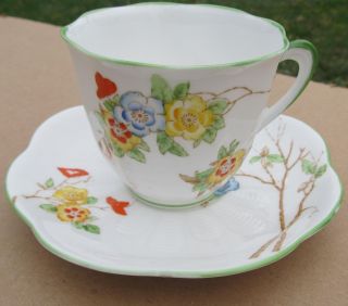 Royal Albert Teacup & Saucer - Art Deco - Flowers With A Tree photo