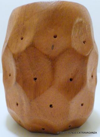 20th Century Hardwoods Hawaii Hand Carved Monkey Pod Wood Goblet Vase photo