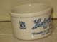 Lambrecht Stoneware Butter Crock,  Different Blue Graphics Each Side,  12c,  Newjersey Crocks photo 1