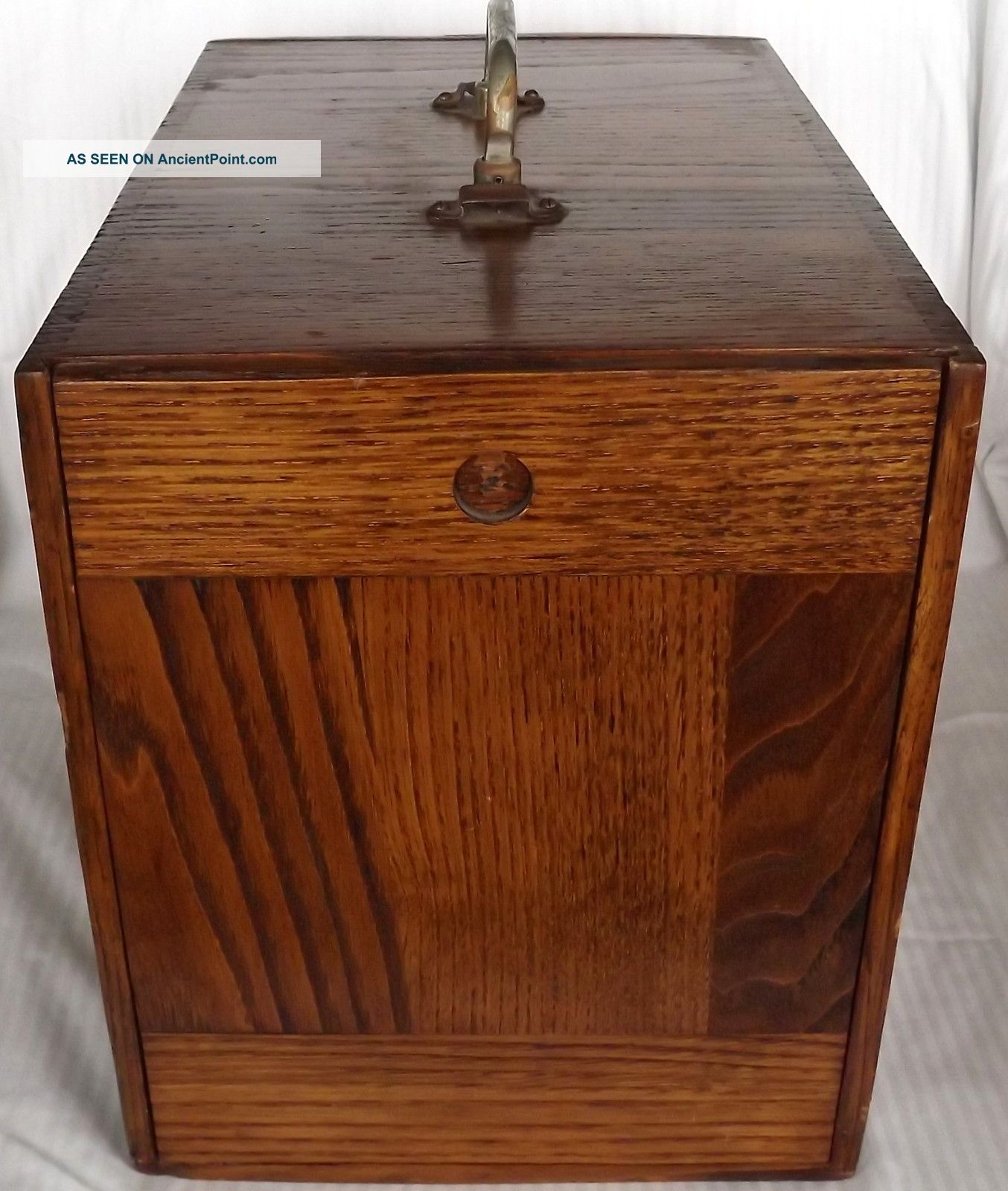 Vintage Circa Early 1900 ' S Box Jointed Oak File Box/orig.  Hdwr/14 3/4 