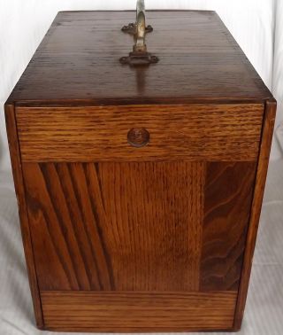 Vintage Circa Early 1900 ' S Box Jointed Oak File Box/orig.  Hdwr/14 3/4 