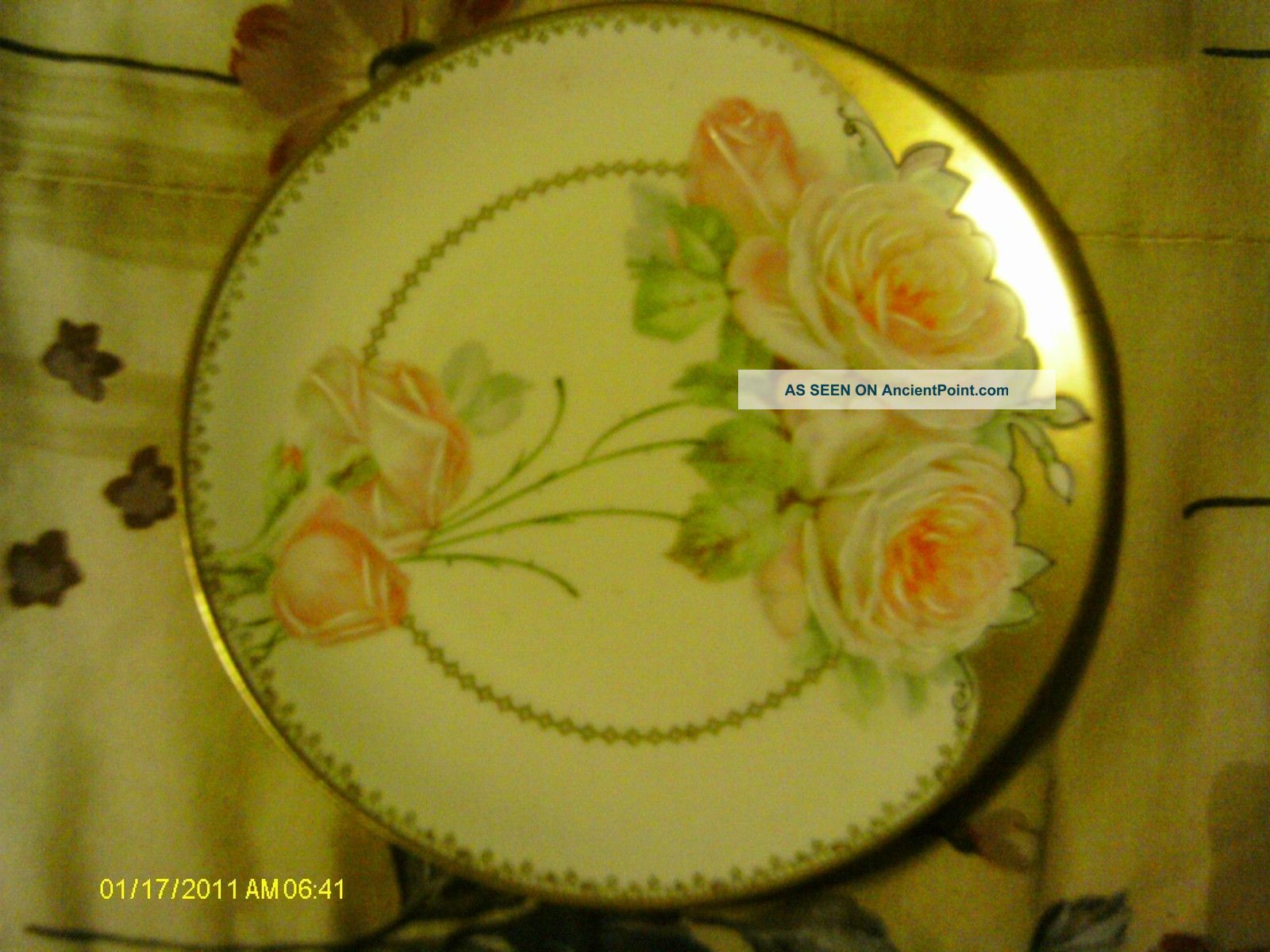 Antique Bavaria Hand Painted Plate With Gold Rim Plates & Chargers photo