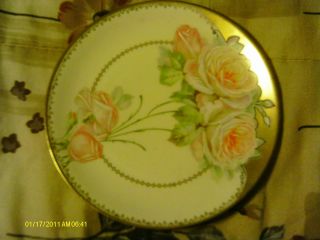 Antique Bavaria Hand Painted Plate With Gold Rim photo