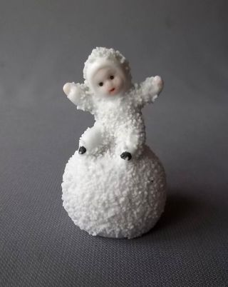 Antique Hand Painted Bisque Snowbaby On Snowball Figurine Marked Germany photo