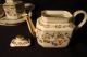 Antique Porcelain 6 Pc.  Handpainted Tea Set Tray,  Sugar,  Creamer,  Tea Pot 19 C. Teapots & Tea Sets photo 3
