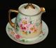 Antique Handpainted Signed Covered Creamer Or Syrup Pitcher W Saucer - Bavaria Pitchers photo 9
