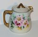 Antique Handpainted Signed Covered Creamer Or Syrup Pitcher W Saucer - Bavaria Pitchers photo 2