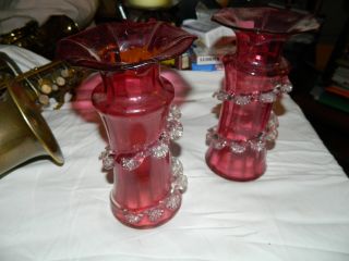 Cranberry Glass Vases 2 Matching photo