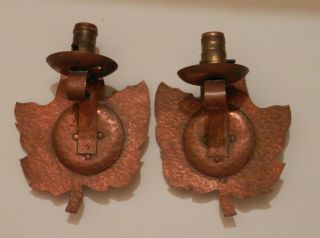 Pair Of Old Antique Arts And Crafts Style Copper Lamp Lamps Sconces Art Deco photo