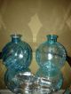 2 Large Aqua Blue Perfume Bottles Swirl Twist & Crackle Glass 1 Crystal Dauber Perfume Bottles photo 1