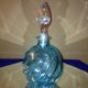 2 Large Aqua Blue Perfume Bottles Swirl Twist & Crackle Glass 1 Crystal Dauber Perfume Bottles photo 2