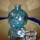 2 Large Aqua Blue Perfume Bottles Swirl Twist & Crackle Glass 1 Crystal Dauber Perfume Bottles photo 3