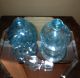 2 Large Aqua Blue Perfume Bottles Swirl Twist & Crackle Glass 1 Crystal Dauber Perfume Bottles photo 5