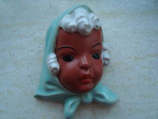 Vintage Retro Gorgeous Goldscheider Ceramic Wall Mask Young Girl Maedchenkopf photo