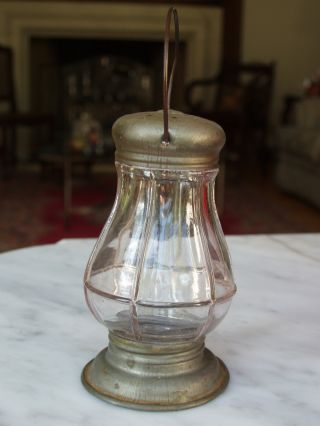 Antique Pewter? Top & Bottom Lantern Candy Container 