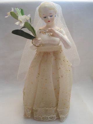 Vintage Made In Japan Blonde Bride In Dress Figurine Bridal / Wedding Gift photo