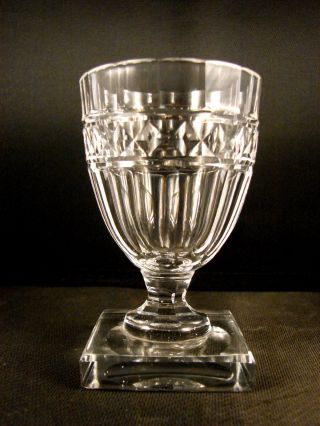 19th C Blown And Cut Wine Glass With Square Foot photo