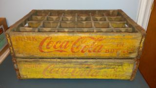 2 Vintage 69 56 Old Coke Coca Cola Wood Wooden Soda Pop Bottle Crate Crates Case photo