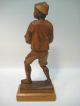 Mint Vintage Hand Wood Unpainted Carved Figurine Of Boy Holding A Duck Carved Figures photo 9