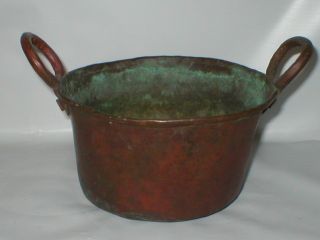 Antique Hand Made Copper Pot With Applied Handles photo