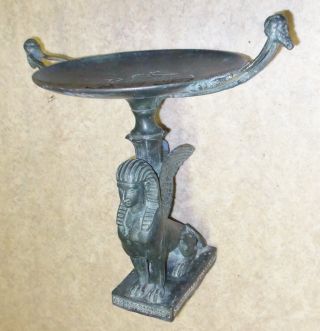 Bronze Tazza Card Receiver Urn Egyptian Theme Winged Sphinx Figural photo