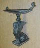 Bronze Tazza Card Receiver Urn Egyptian Theme Winged Sphinx Figural Metalware photo 6