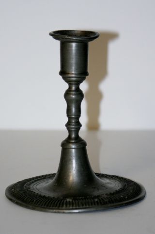 Antique 17th 18th Century Signed Marked Pewter Candlestick photo