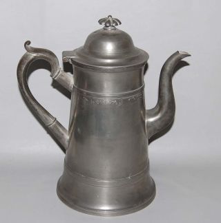 Antique Israel Trask American Pewter Bright - Cut Lighthouse Coffeepot / Teapot photo