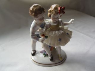 Rare Porcelain Figurine Of Children At Play,  Unter Weiss Bach,  In Perfect Cond photo