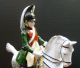 Antique Sitzendorf Germany Porcelain Fancy Horse And Rider Figurine Dragoon Figurines photo 3