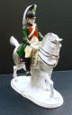 Antique Sitzendorf Germany Porcelain Fancy Horse And Rider Figurine Dragoon Figurines photo 6