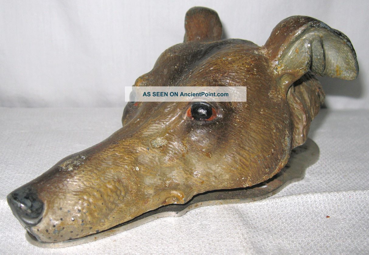 Antique Vienna Bronze Greyhound Head Letter Paper Clip,  Cold Painted,  Excond Metalware photo