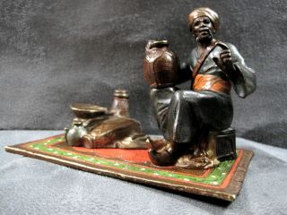 Cold Painted Solid Cast Bronze Bergman Austrian Style Street Merchant 1900`s photo